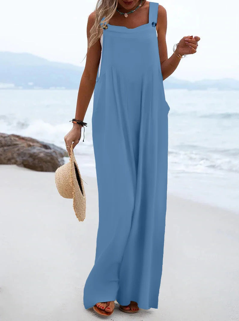 Solid Color Wide Leg Jumpsuit