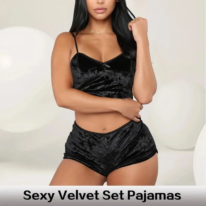 Strappy Velvet Pajama Set