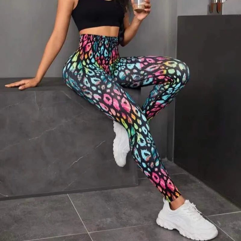 3D Print Tie Dye Sports Seamless  Leggings
