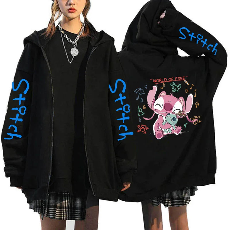 Zipper Disney Stitch Zip Up Hoodies
