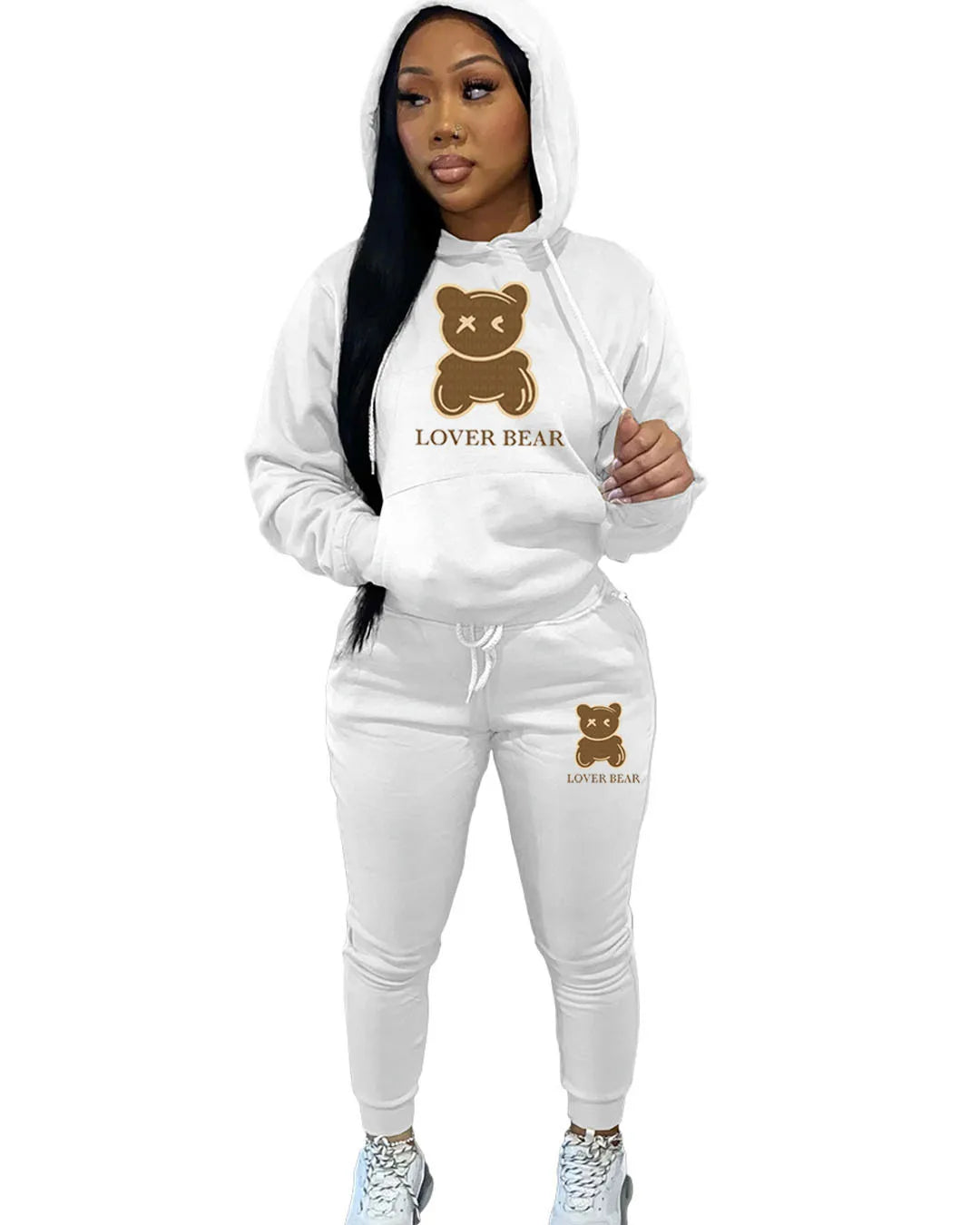 Lovely Bear Letter Print Kangaroo Pocket Tracksuit