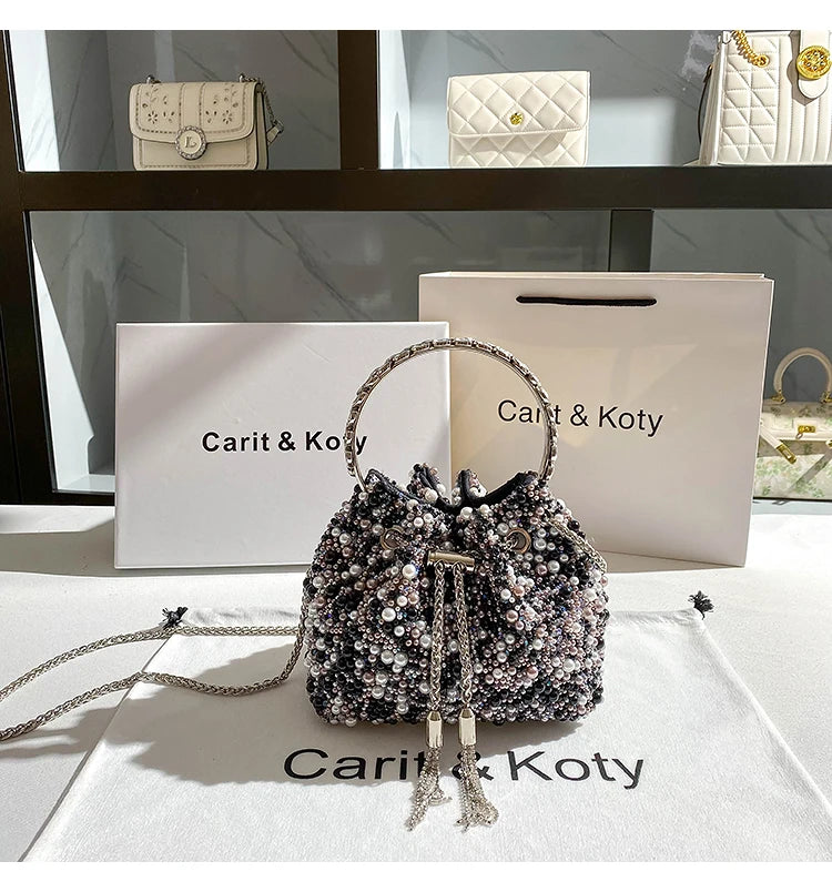 Luxury Designer Colorful Stones Evening Clutch Bag