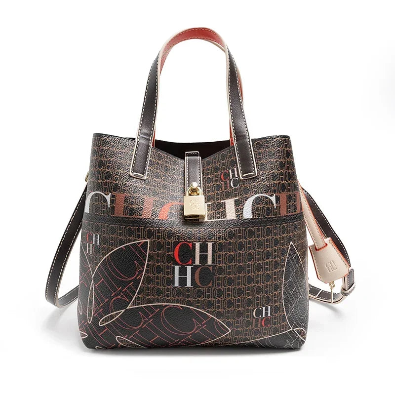 Exquisite Flower Printed Women's Leather Bag