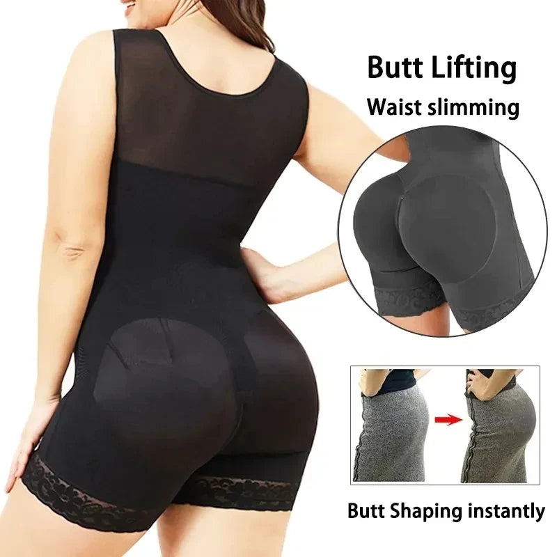 Shapewear High Compression Bodysuit Girdles with Brooches Bust