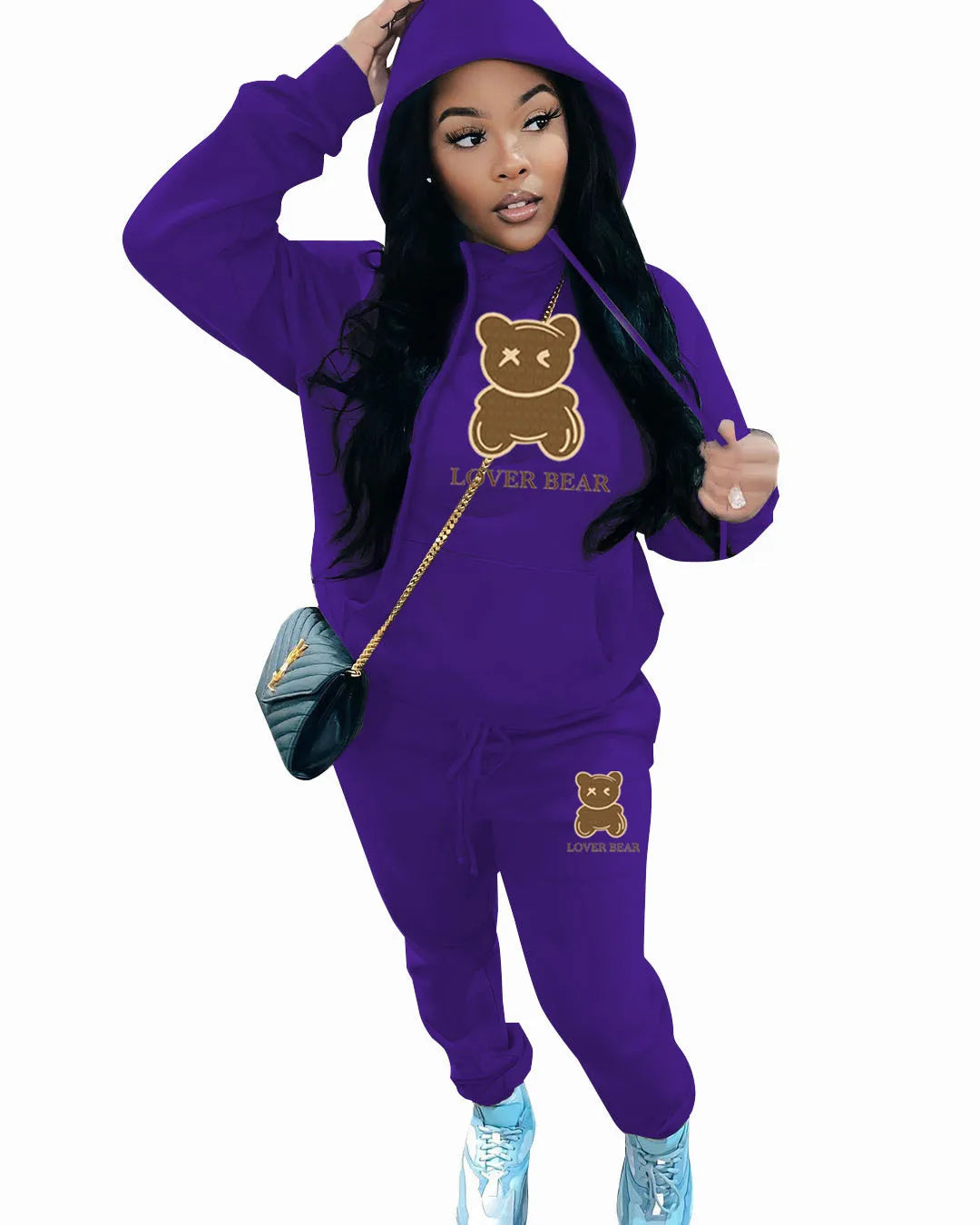Lovely Bear Letter Print Kangaroo Pocket Tracksuit
