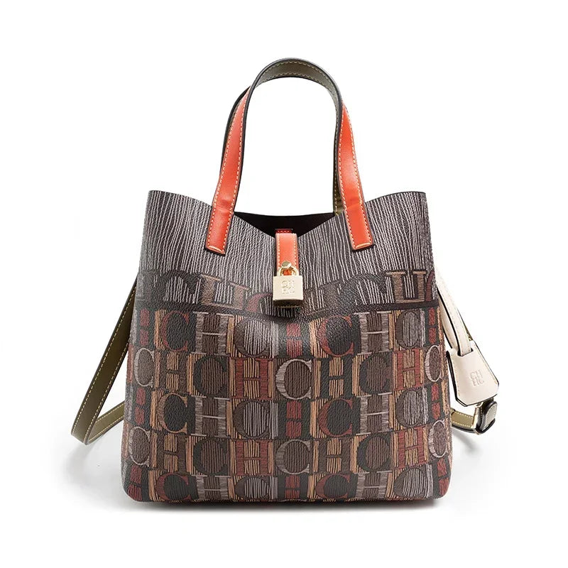 Exquisite Flower Printed Women's Leather Bag