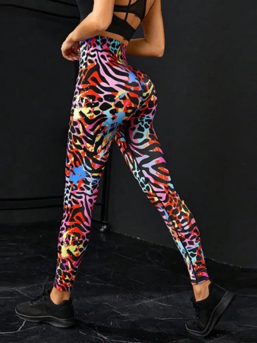 3D Print Tie Dye Sports Seamless  Leggings