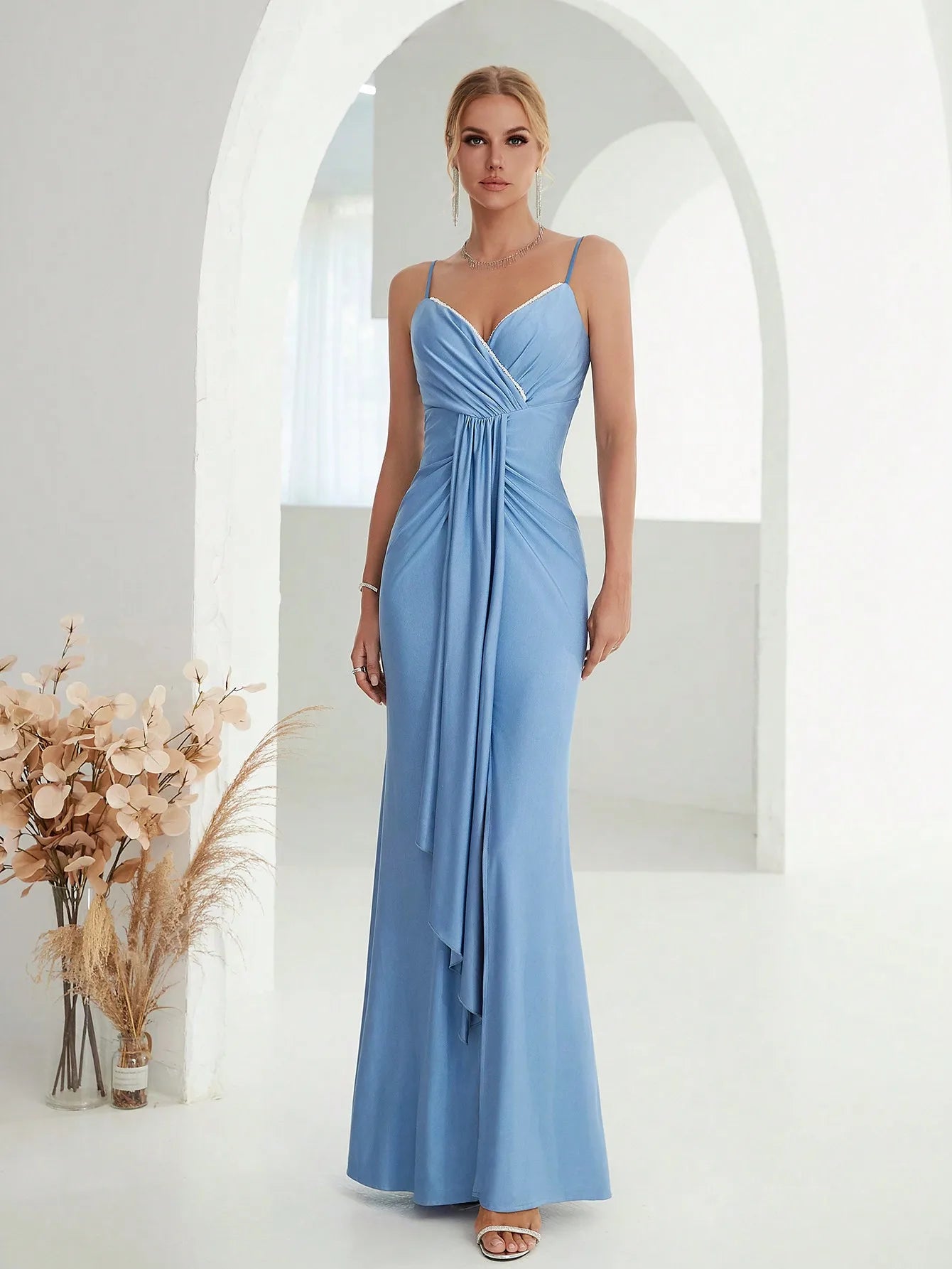 Beaded neckline Evening gown