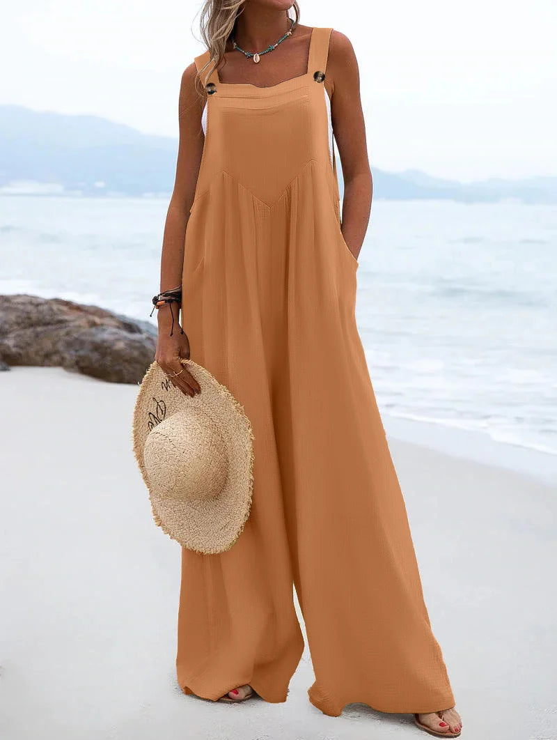 Solid Color Wide Leg Jumpsuit