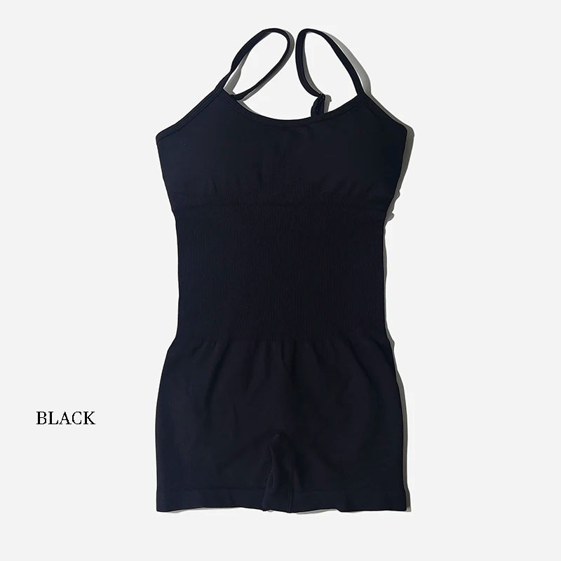 One Piece Strap Tummy Control Padded Sports Bra Workout JumpSuit