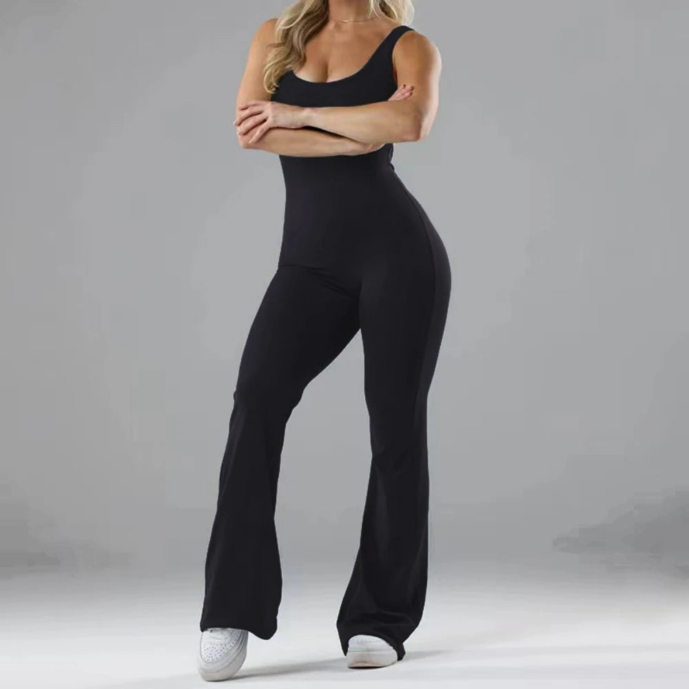 Hollow Out Beauty Back Women Wide-leg Peach Butt Jumpsuits