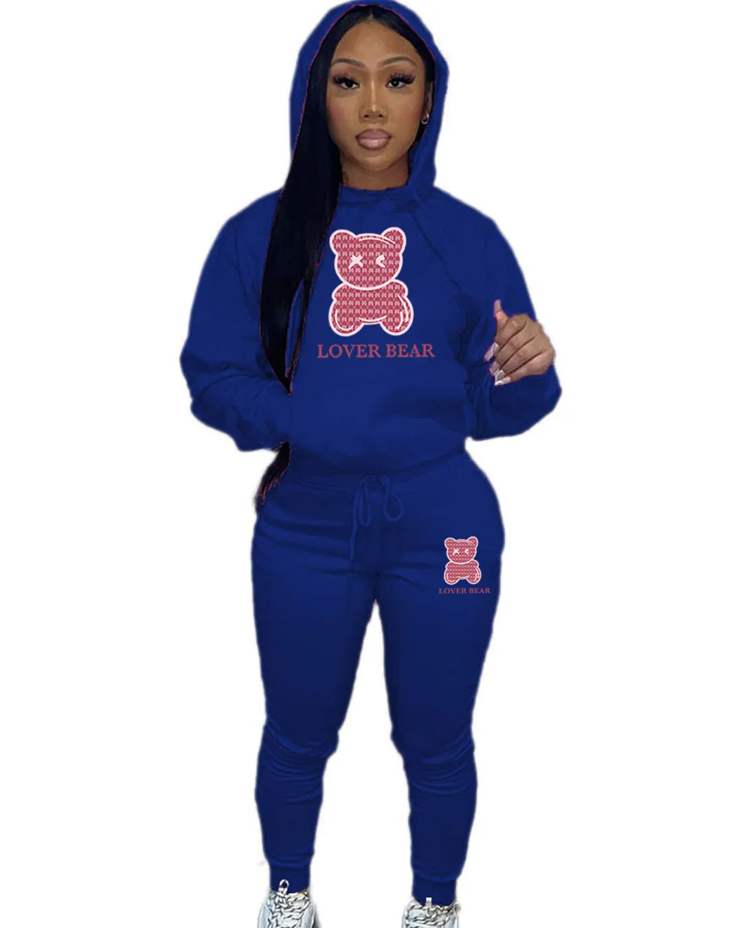 Lovely Bear Letter Print Kangaroo Pocket Tracksuit