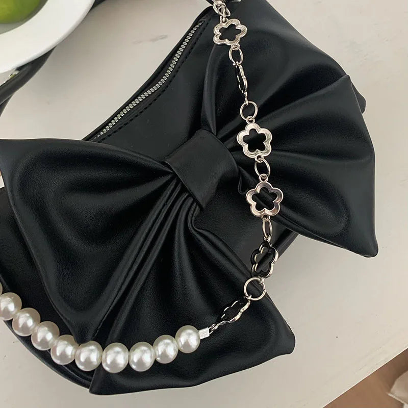 Elegant Temper Underarm Chain  Pearl Bag