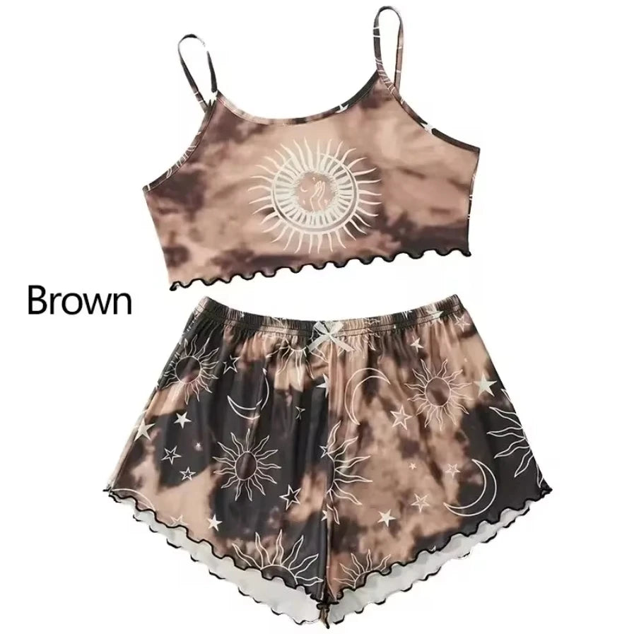 Women's Elegant Satin Striped Button Up Lounge Set