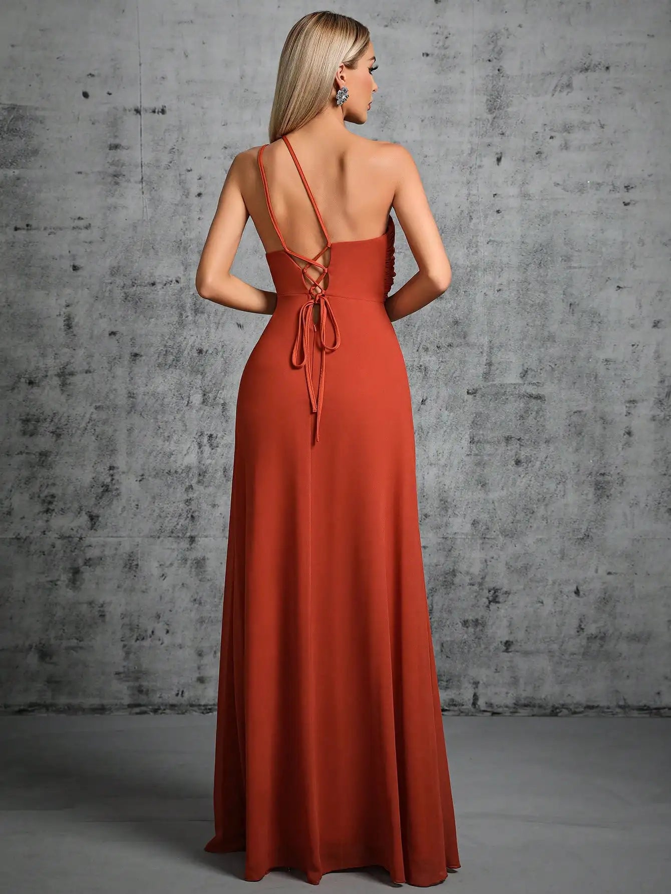 Sexy chest pleated with cut-out  slits ball dress