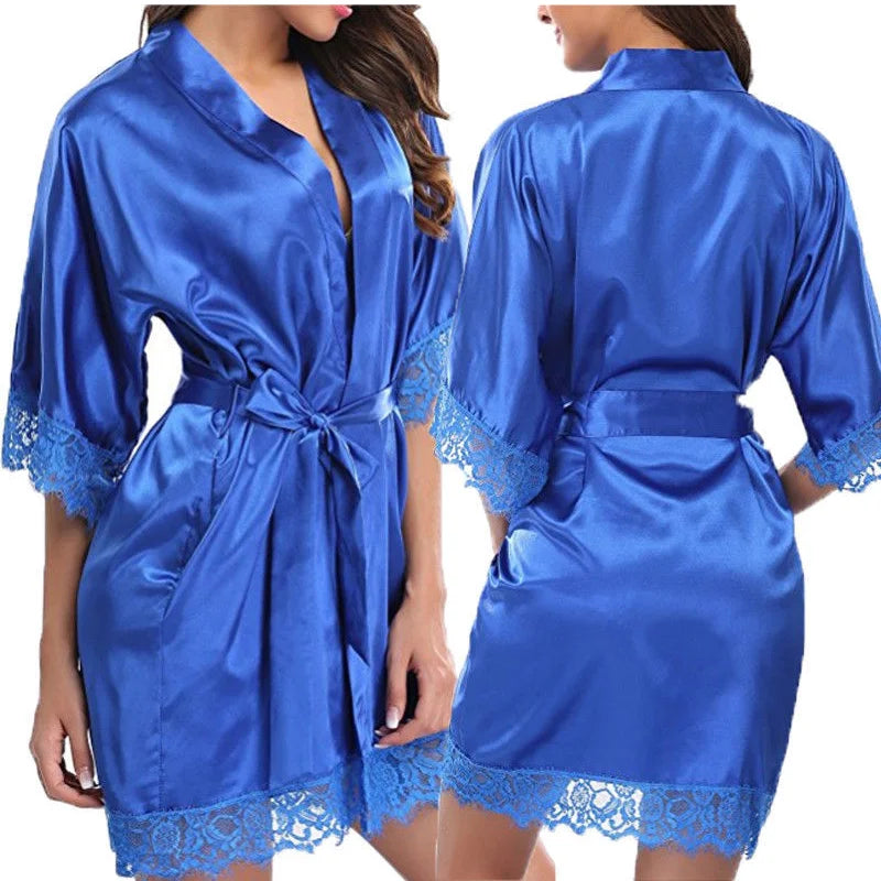 Women Iace Silk Pajamas Robes