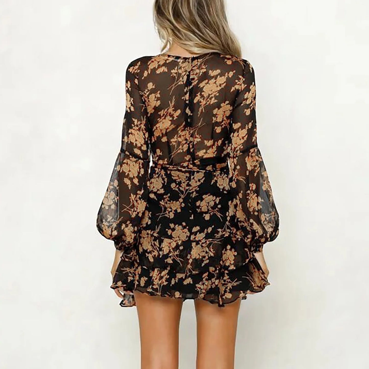 Bohemian Print Sheer Mesh Dress