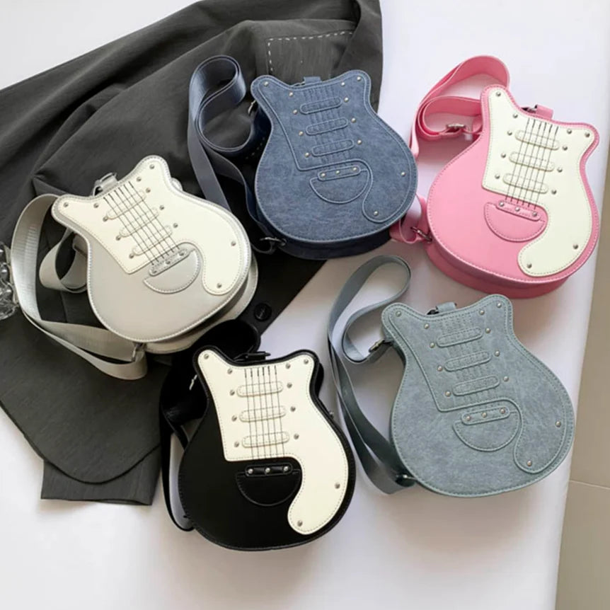 Luxury Designer Guitar Shaped Leather Crossbody Bag