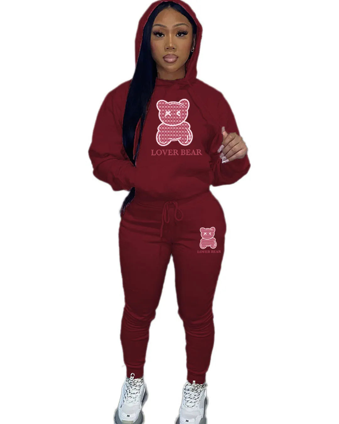Lovely Bear Letter Print Kangaroo Pocket Tracksuit