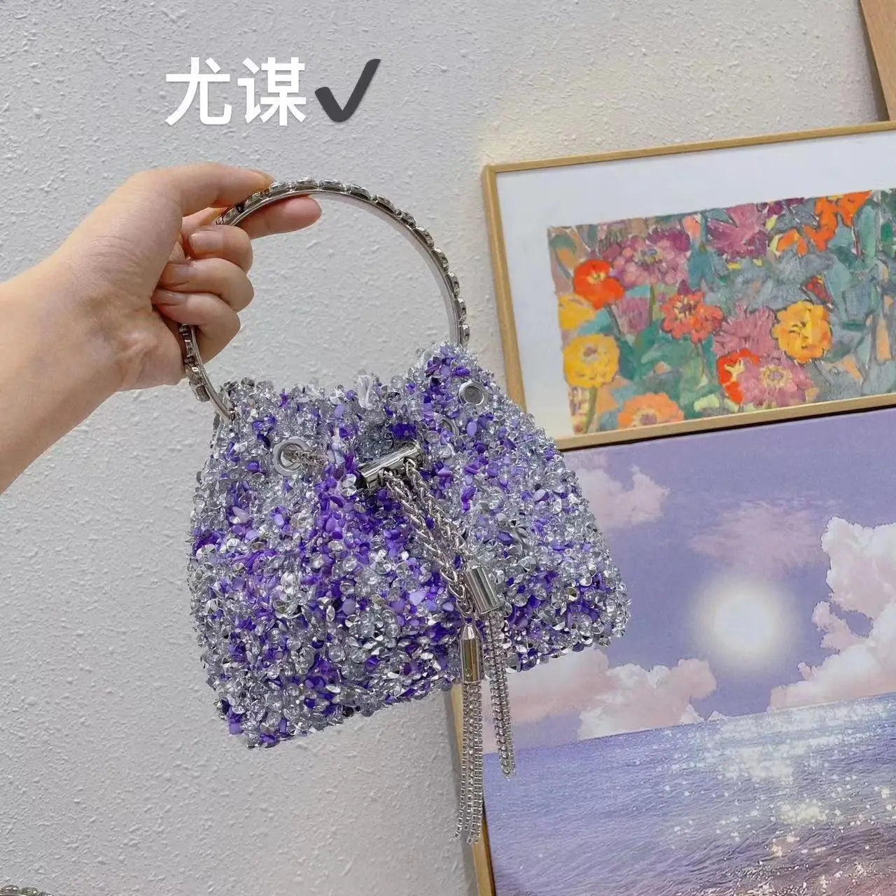 Luxury Designer Colorful Stones Evening Clutch Bag