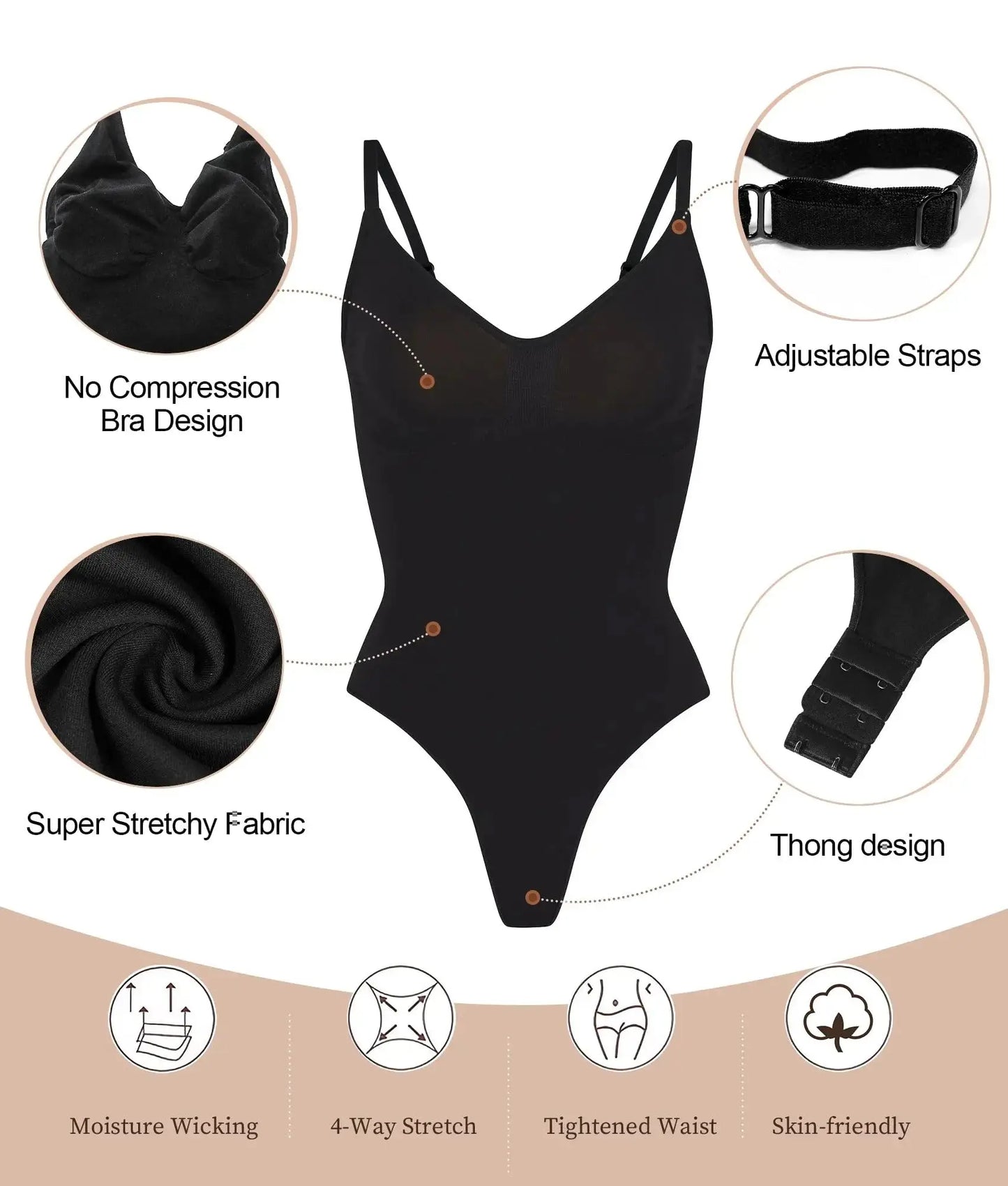 High Elastic Bodysuit for Women Tummy Control Shapewear