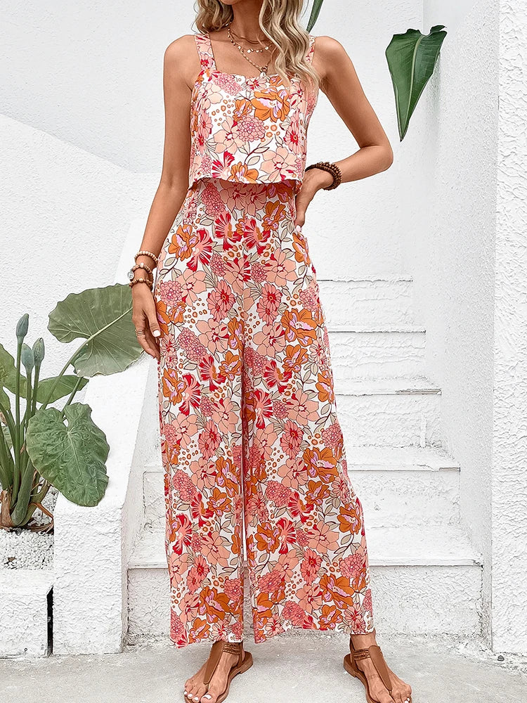Floral Print Light Weight Jumpsuit