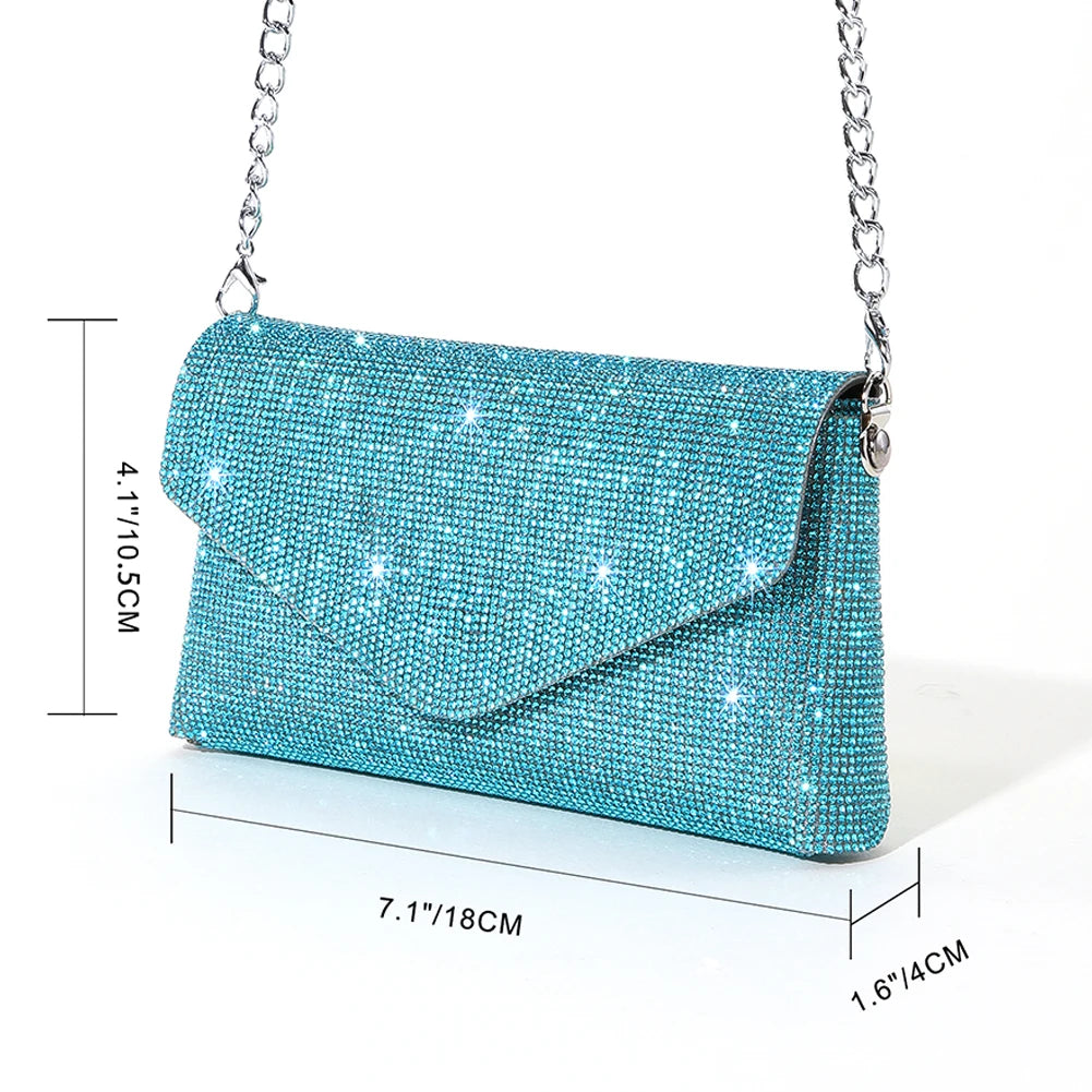 Rhinestone Women Shiny Evening Envelope Clutch Bag