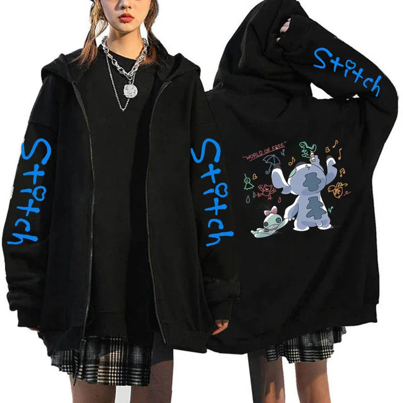 Zipper Disney Stitch Zip Up Hoodies