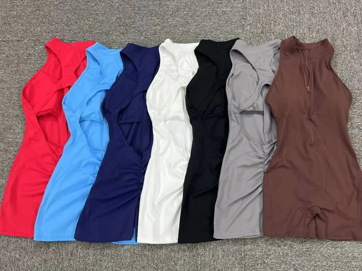 ne Piece Gym Outfit Sleeveless Zipper Romper