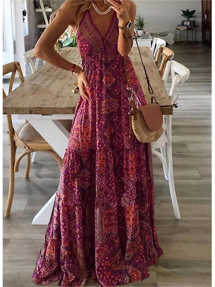 Boho Vintage Loose Maxi Dress