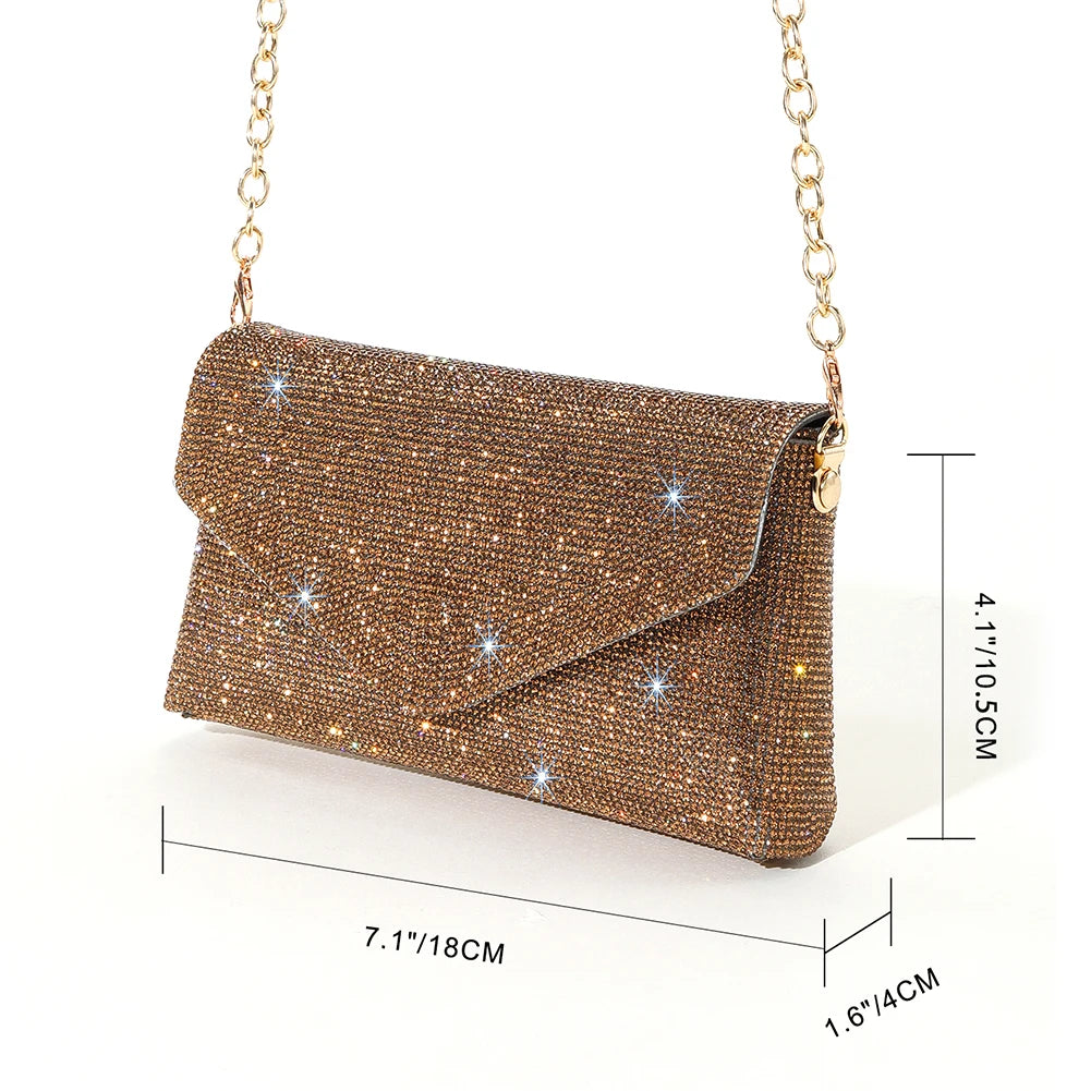 Rhinestone Women Shiny Evening Envelope Clutch Bag