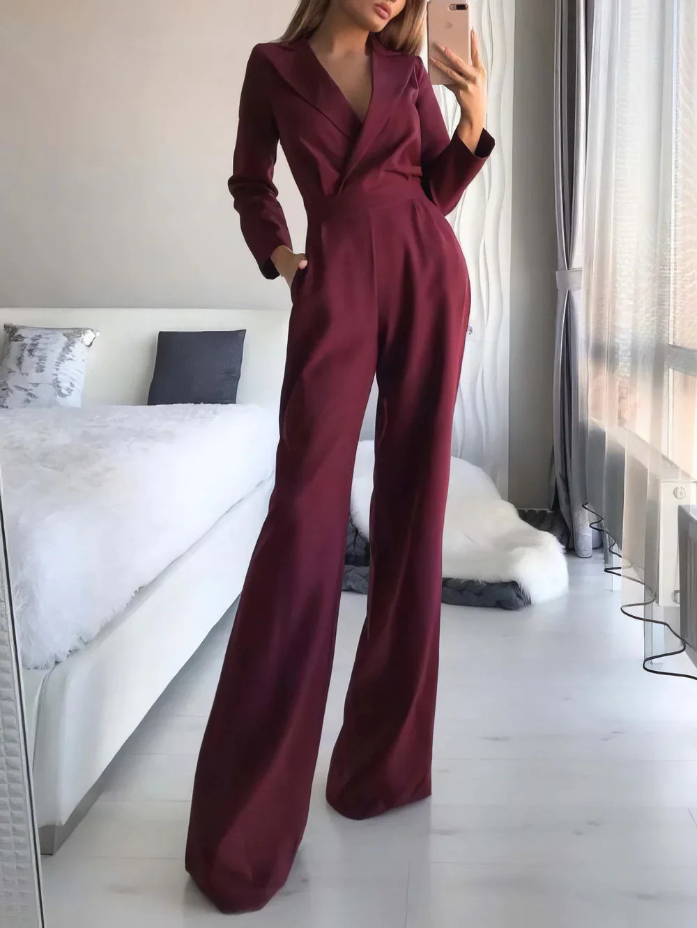 Long Sleeve Wide Leg Pants Elegant Romper Jumpsuits