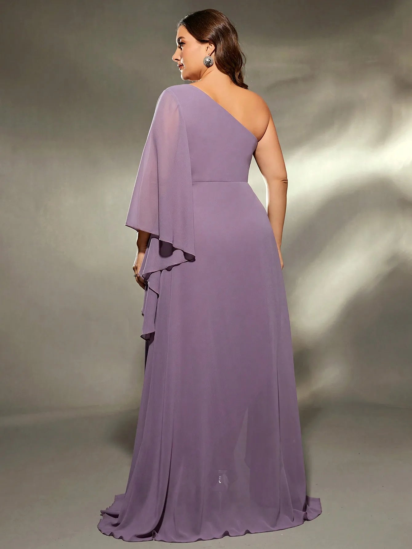 Plus size One shoulder chiffon long dress