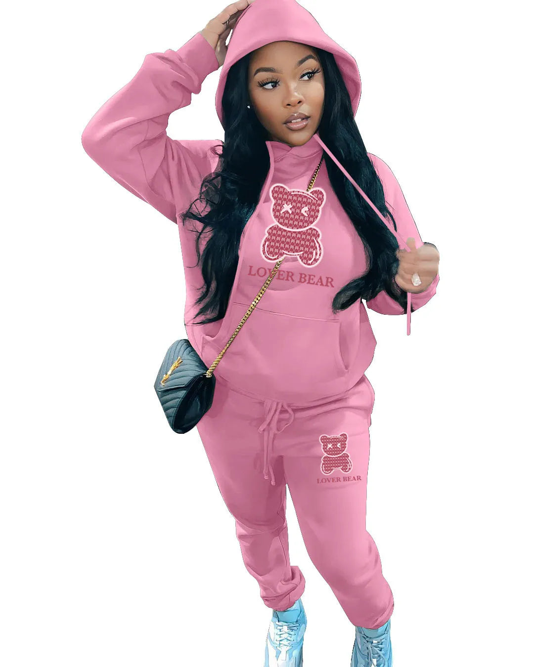 Lovely Bear Letter Print Kangaroo Pocket Tracksuit
