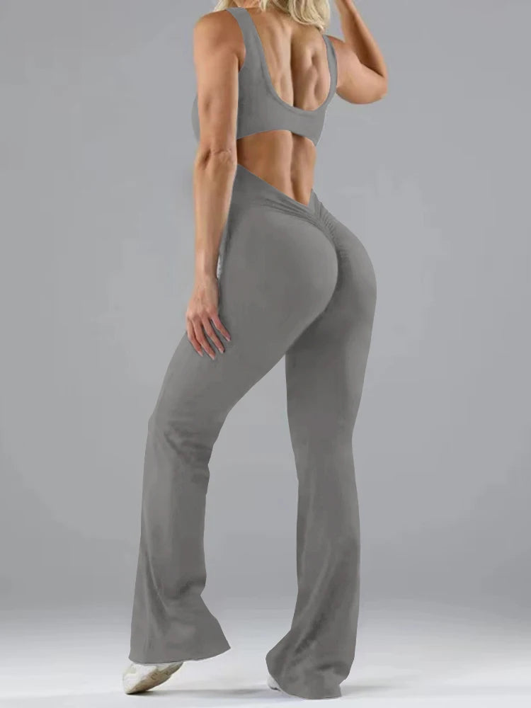 Hollow Out Beauty Back Women Wide-leg Peach Butt Jumpsuits