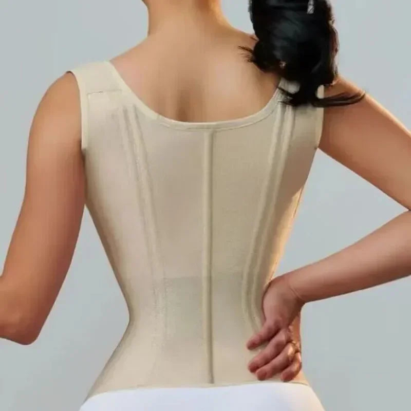 Double Compression Waist Trainer Corset Adjustable Zipper and Hook-eyes