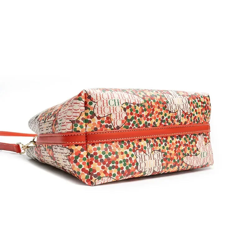 Exquisite Flower Printed Women's Leather Bag