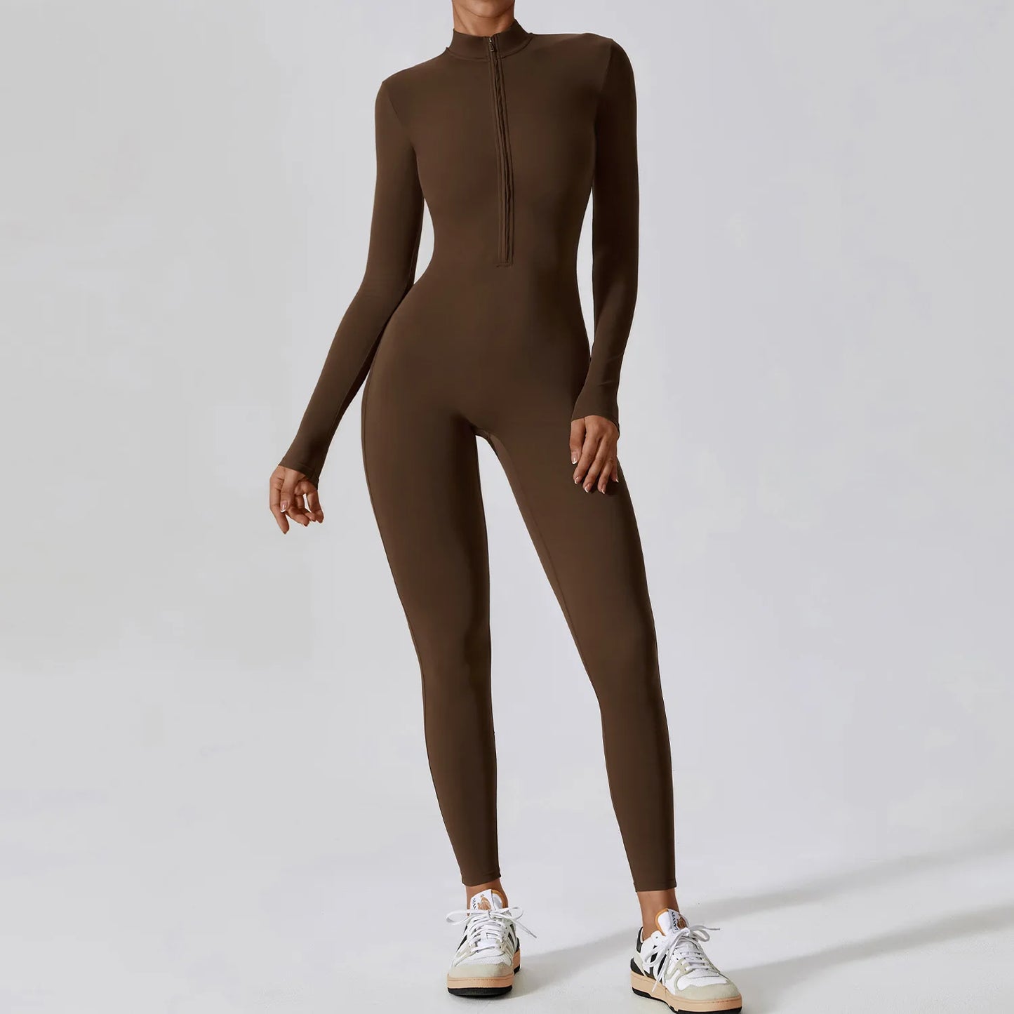 Long Sleeved Women's Sportswear Gym Zipper Jumpsuits