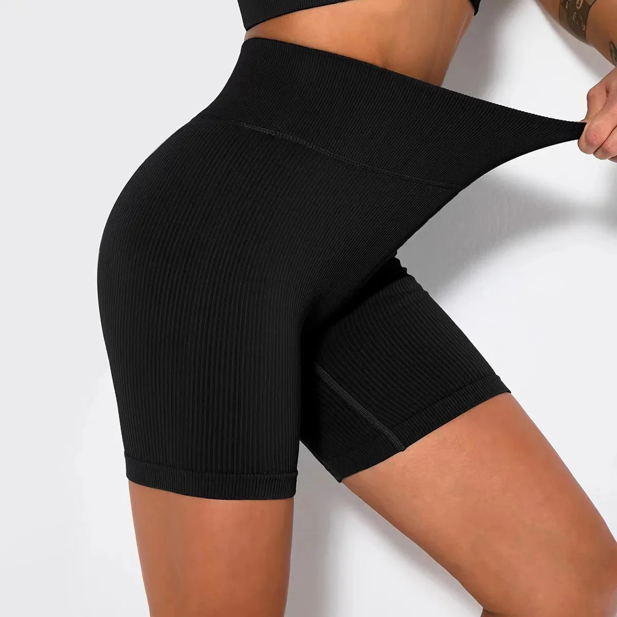 Seamless Knitted  High Waist Push Up Cycling Shorts