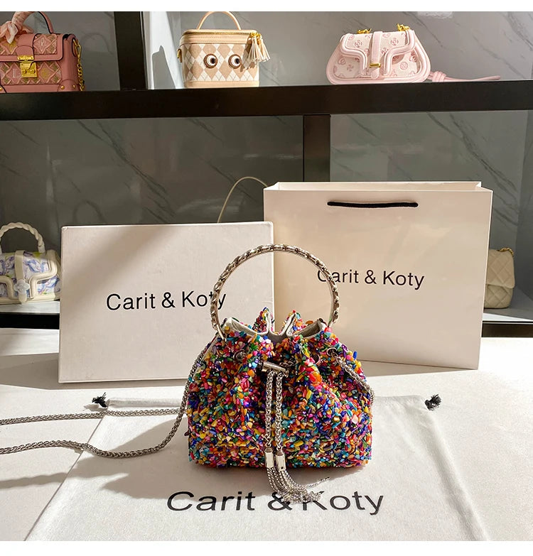 Luxury Designer Colorful Stones Evening Clutch Bag