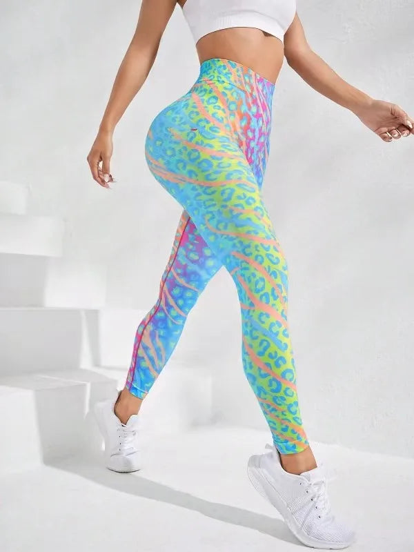 3D Print Tie Dye Sports Seamless  Leggings