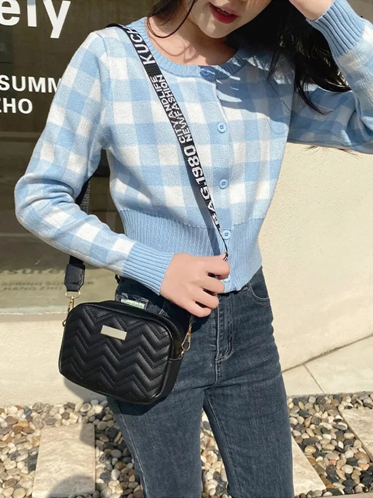 Wave Embroidery Shoulder Strap Crossbody Bag