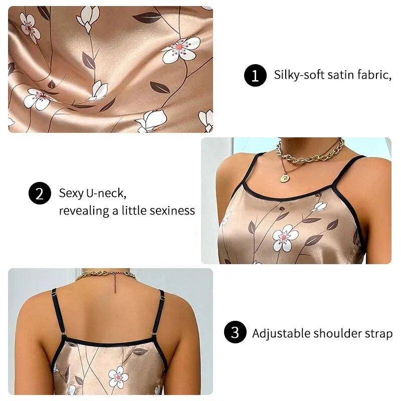 Women's Slip dress Satin Floral Print