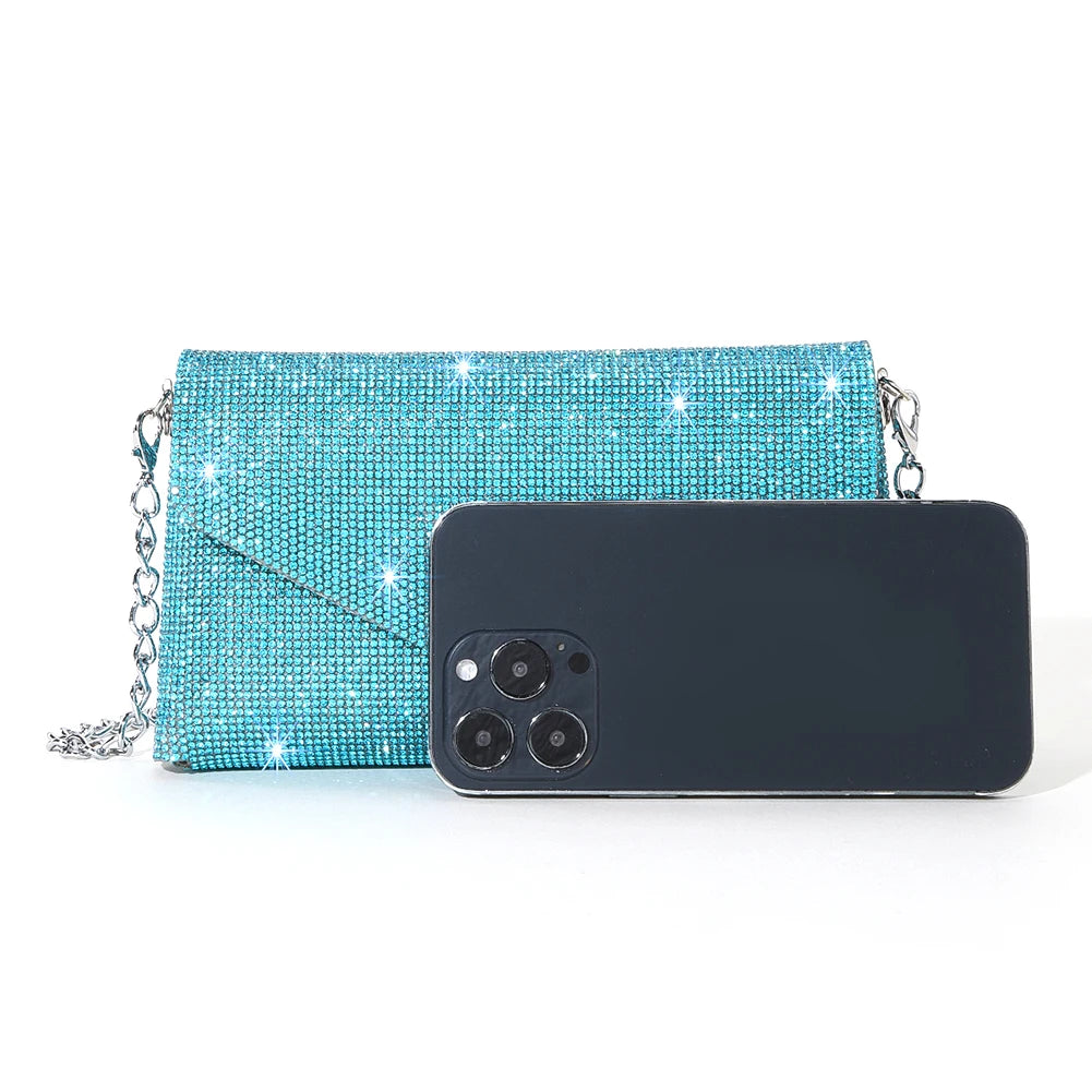 Rhinestone Women Shiny Evening Envelope Clutch Bag
