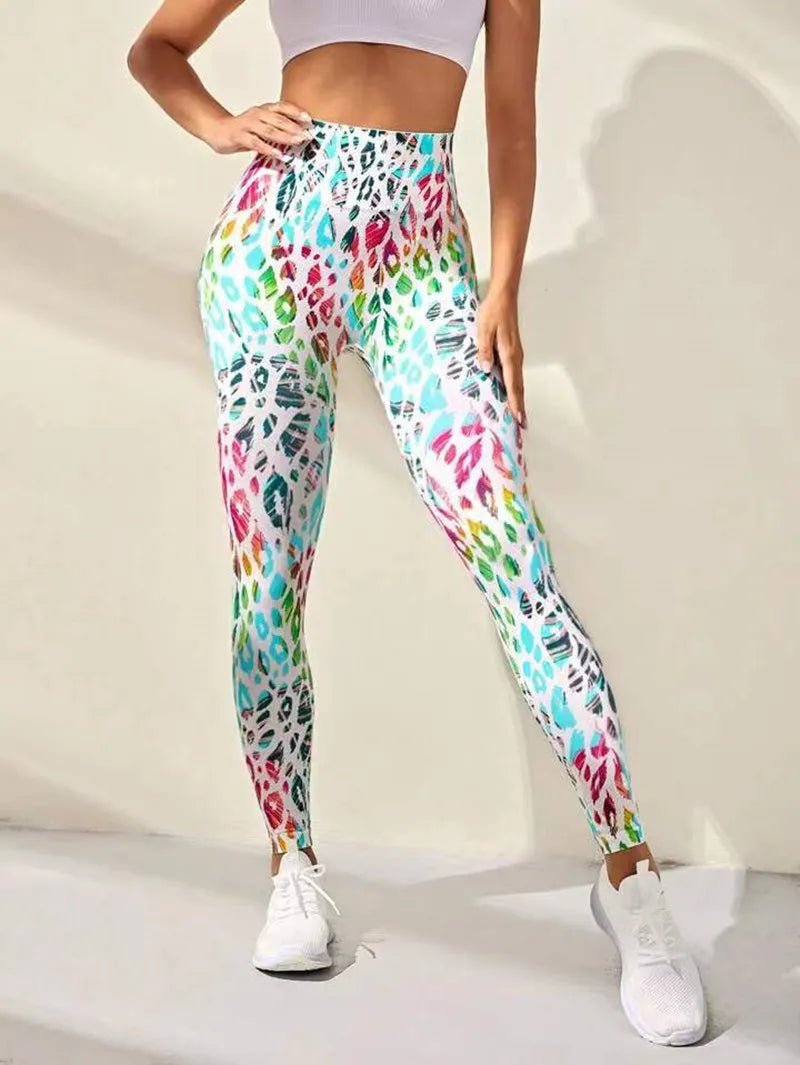 3D Print Tie Dye Sports Seamless  Leggings