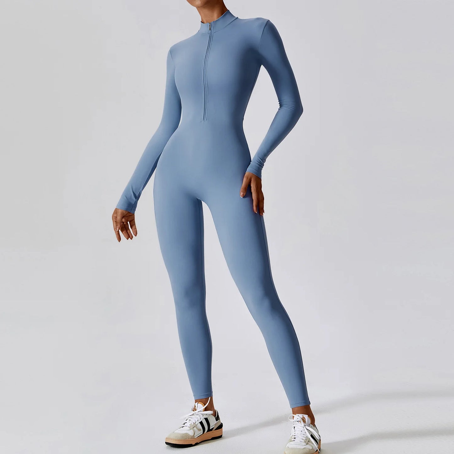 Long Sleeved Women's Sportswear Gym Zipper Jumpsuits