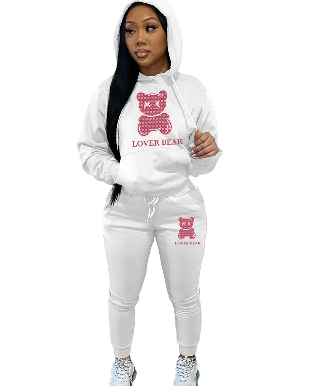 Lovely Bear Letter Print Kangaroo Pocket Tracksuit