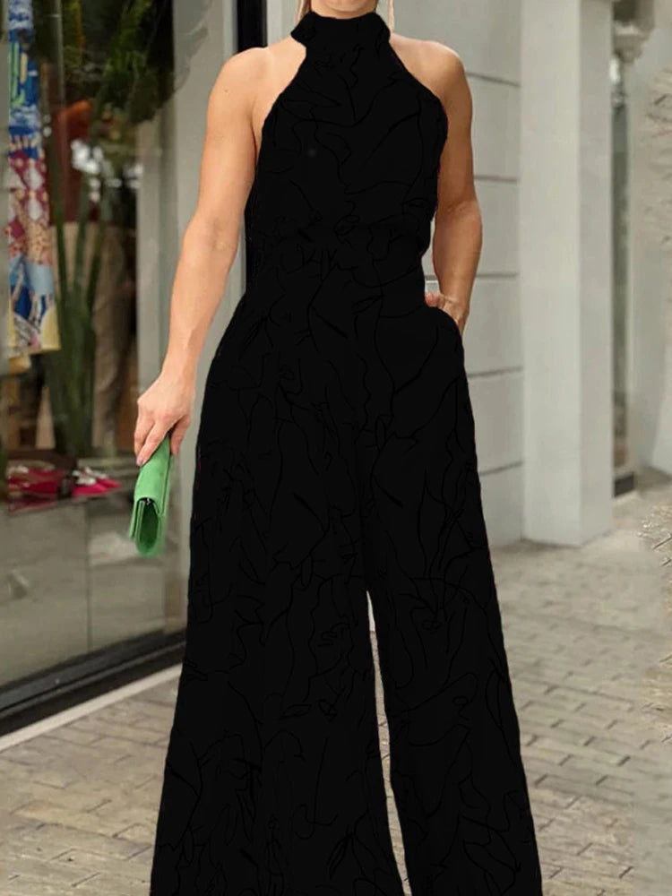 Women's Elegant Waist Halter Jumpsuit