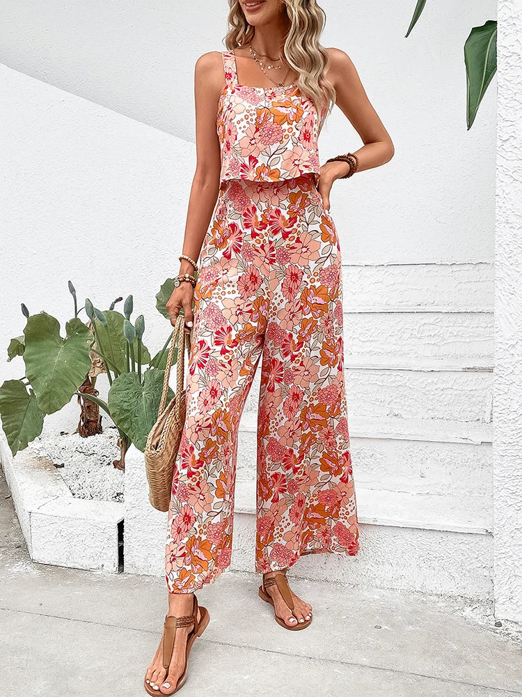Floral Print Light Weight Jumpsuit