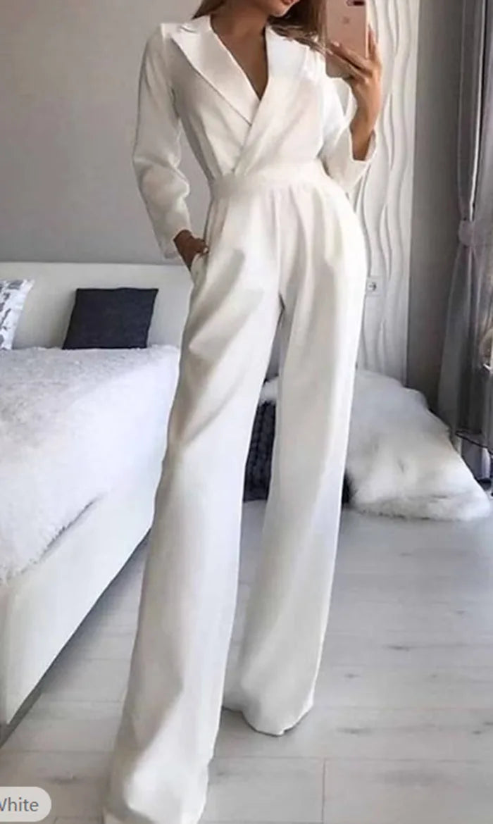 Long Sleeve Wide Leg Pants Elegant Romper Jumpsuits